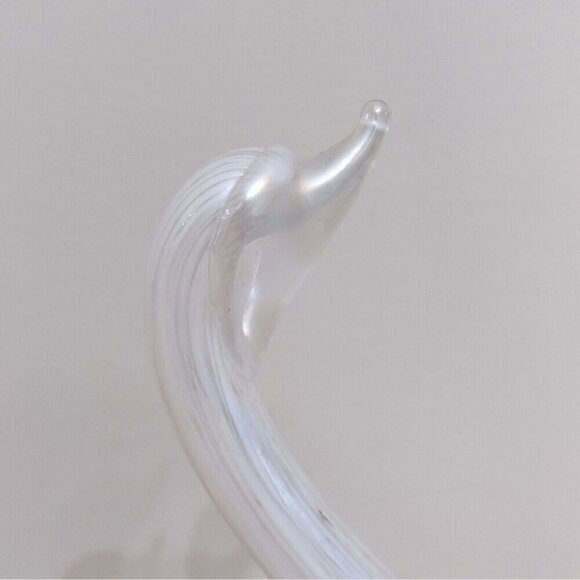Vintage White Iridescent Lustre Spotted Swan Solid Glass Figurine Paperweight - Picture 7 of 9